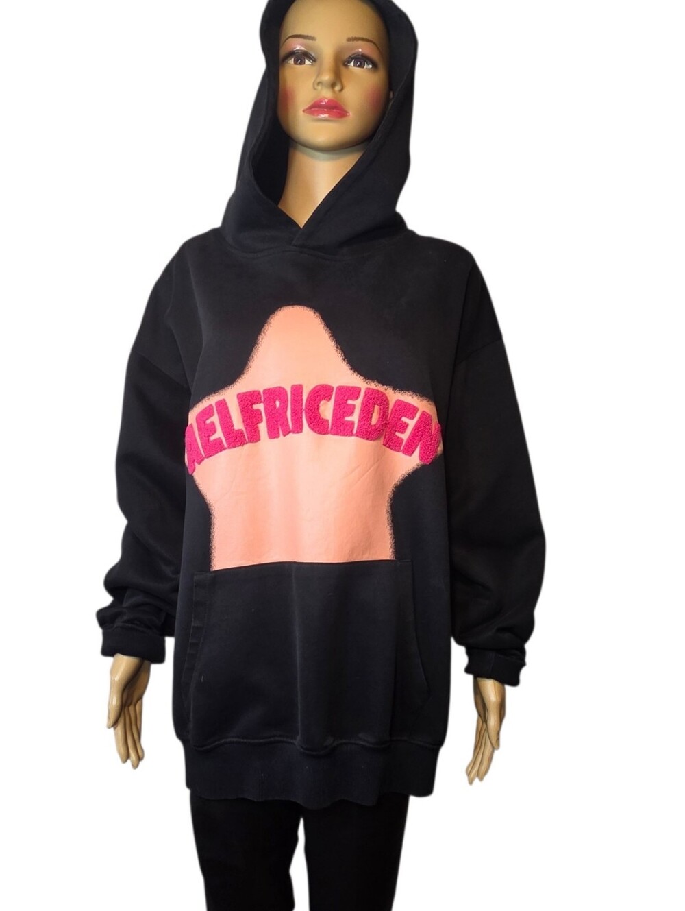 Aelfric Eden Sweatshirt Hoodie Embroided Eden Star Black Pink Womens Size Medium